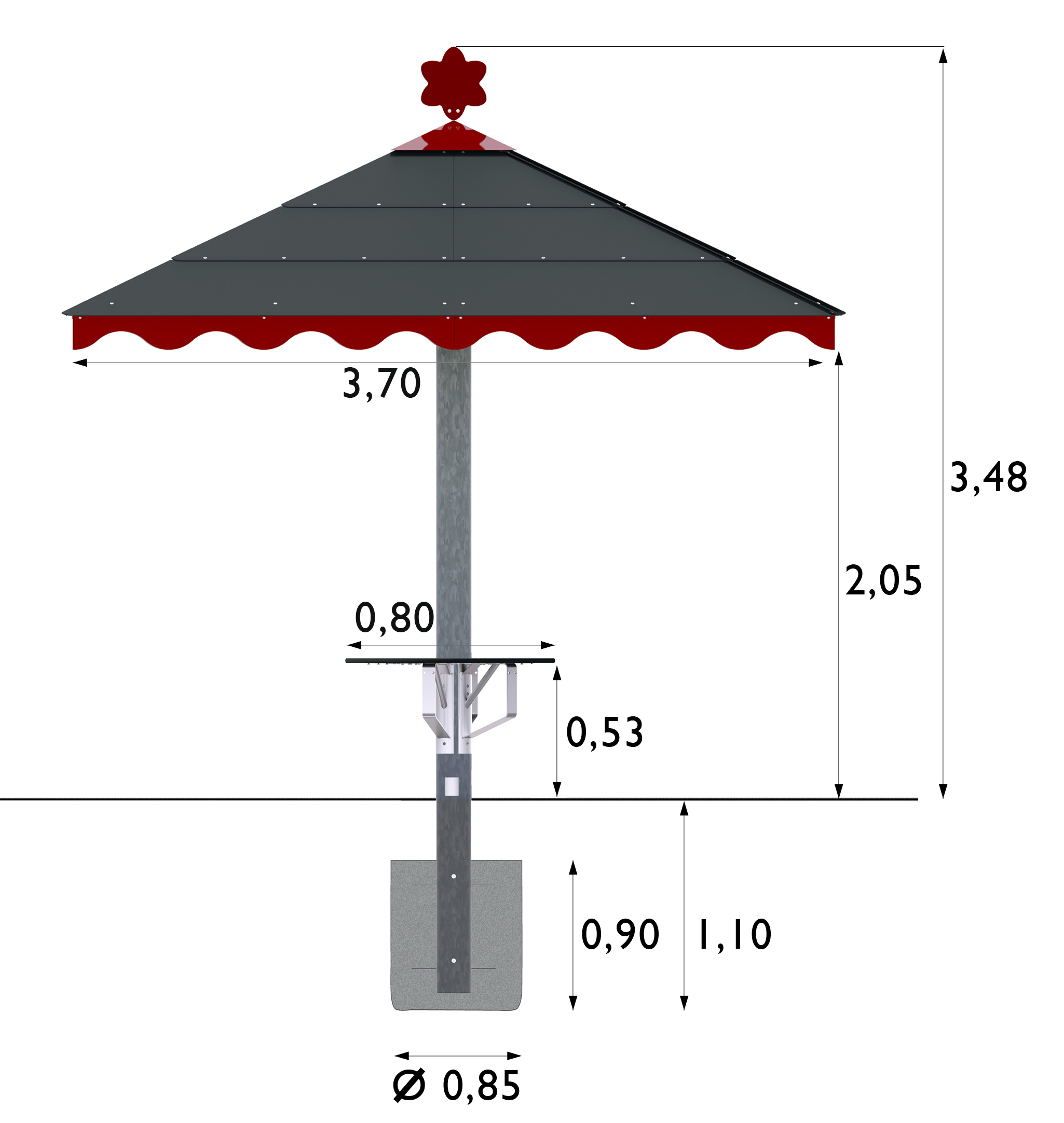 Structure multi-jeux pour enfants de 3 à 12 ans - Uniplay Palma réf. 8027239 - Hags - acier avec table, gris, scellement béton_1