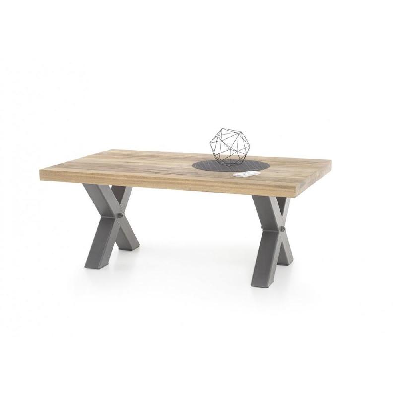 Table basse Antibes - plateau en chêne massif huilé et piétement en acier noir - 120 x 75 cm_1