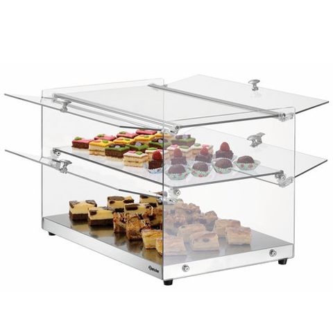 Vitrine neutre à poser - 2 niveaux - 550 mm - Inox et verre  | Bartscher - 700356_1