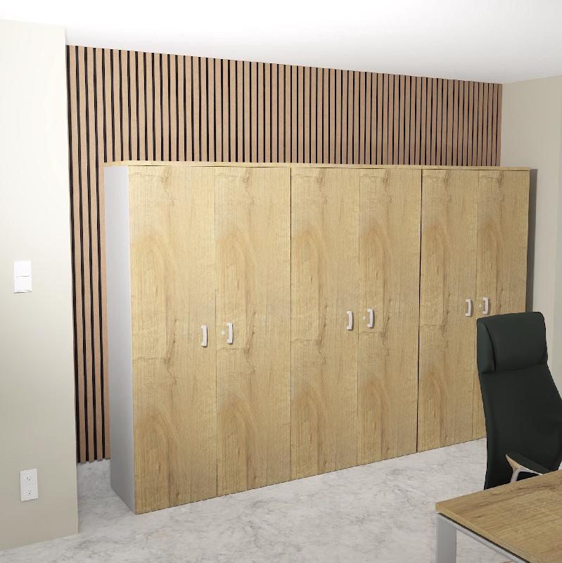 Armoire haute 197 cm avec portes battantes - Mobel Linea - 80, Chêne veiné_1