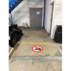 Sticker sol interdiction aux chariots élévateurs - diamètre 500mm - Haute Résistance - Adhésif marquage au sol intérieur_1