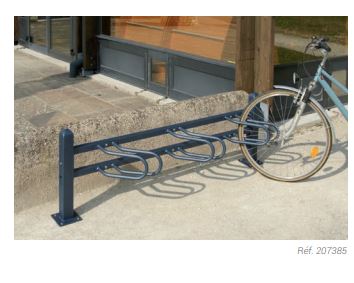 Support cycles Conviviale® - Jesignale - 3 places simple face en acier avec rangement en épi_1