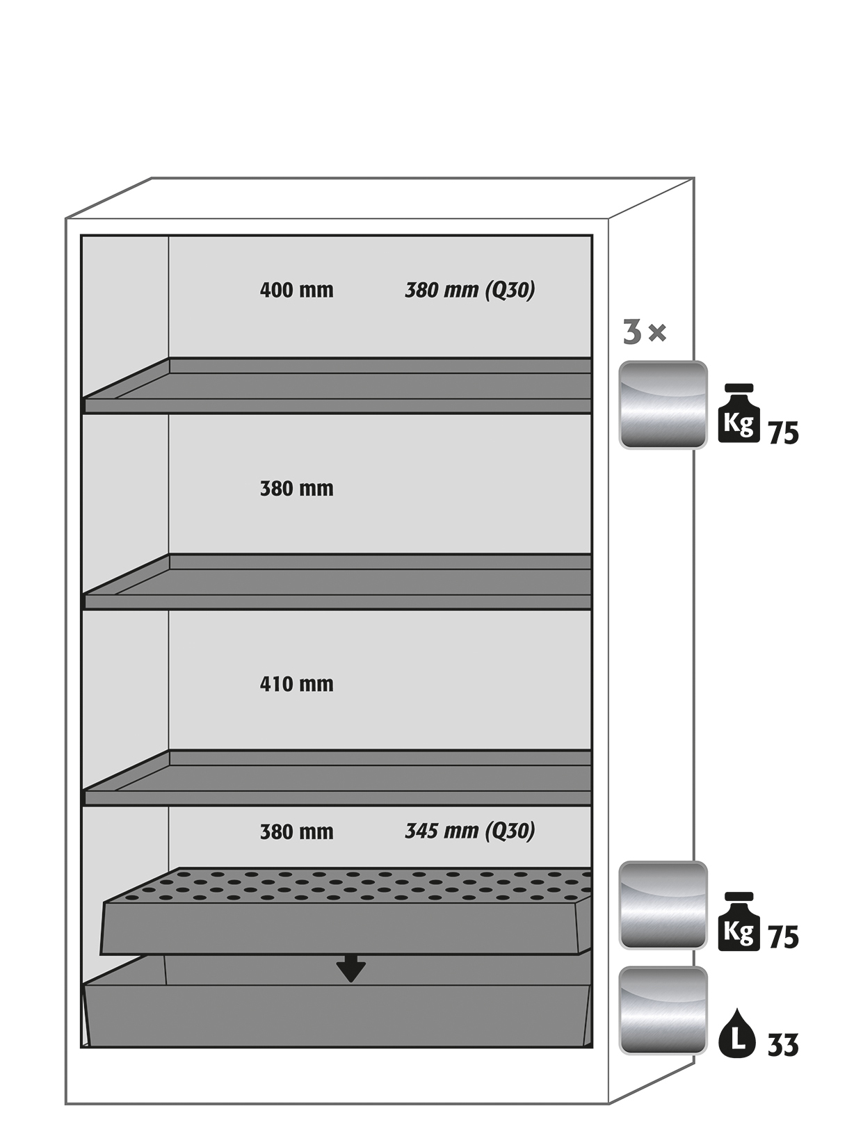 Armoire de sécurité Q-CLASSIC-30 modèle Q30.195.116 - Réf 31003-060-33642 - Type 30 - Stockage de substances dangereuses inflammables_1