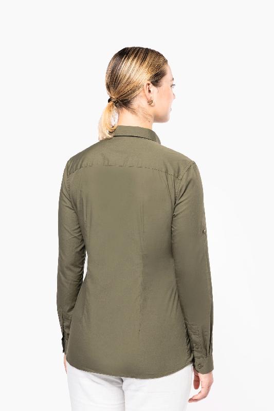 Chemise safari manches longues femme - 100% coton - Réf: K591 - Aspect vieilli et décontracté_1