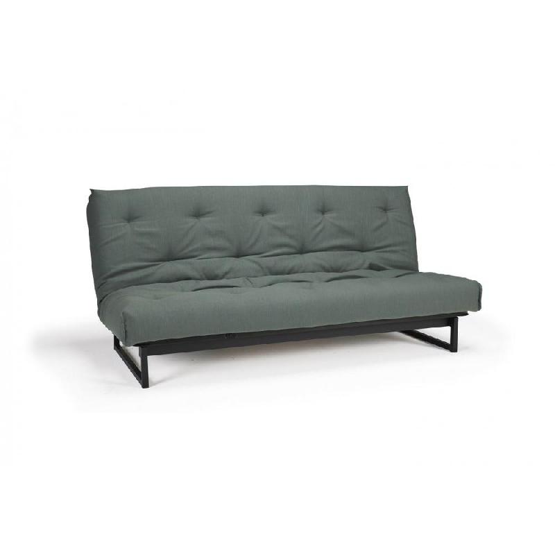 Innovation Living - Canapé clic-clac convertible Fraction lit 140x200 cm - Capitonné tissu Elegance Green - Style contemporain_1
