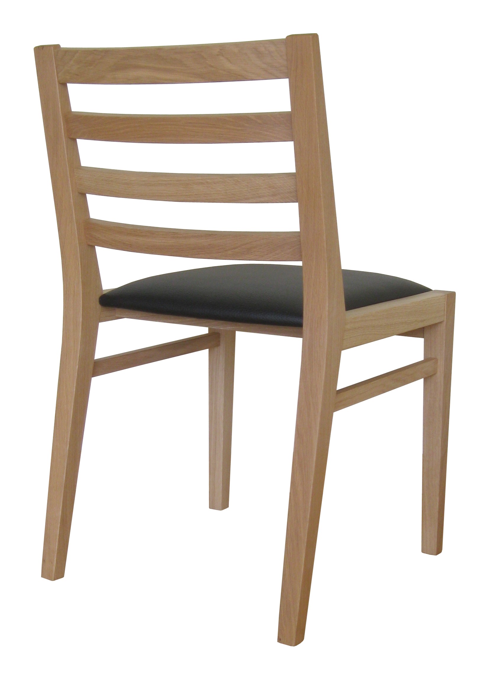 Lot de 2 chaises Horizon en chêne massif naturel - revêtement simili cuir noir - fabrication française - assemblage traditionnel_1