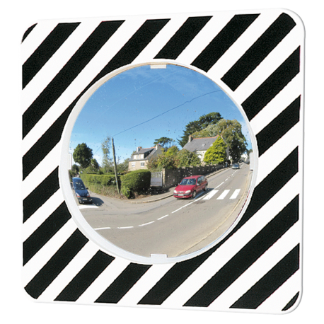 Miroir réglementaire d’agglomération - cadre noir et blanc - contrôle 2 directions avec vision à 90° - 3 niveaux de garantie_1