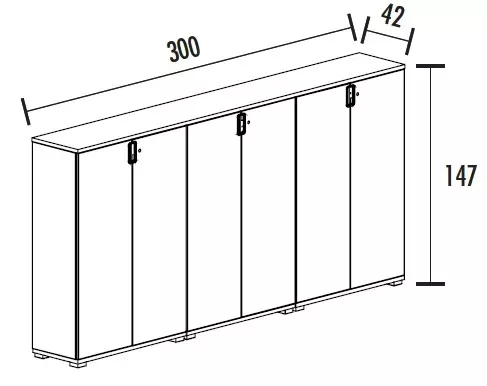 Armoire 6 portes - 9 étagères - (L : 300 cm x P : 42 cm x H : 147 cm) So Laroya_1