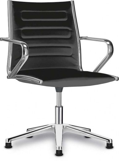 Fauteuil visiteur 5 branches classe chrome - Columbia - Simili cuir noir ou taupe - Référence 7790 FD C_1