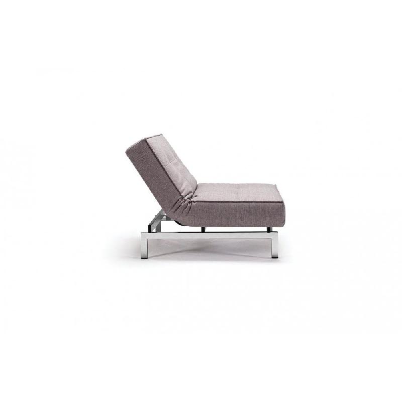 Innovation Living - Fauteuil design Splitback Chrome convertible lit 90x115 cm - tissu Mixed Dance Grey_1