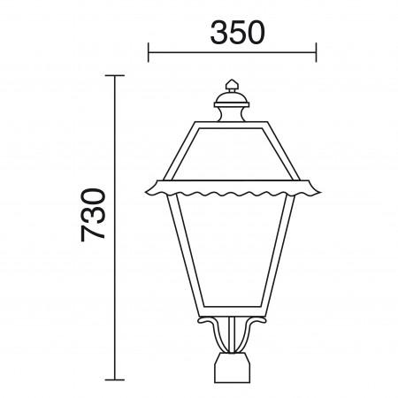 Luminaire pour mât Villa Chap - IP43 - E27 - noir rustique - verre givré - hauteur 73 cm_1