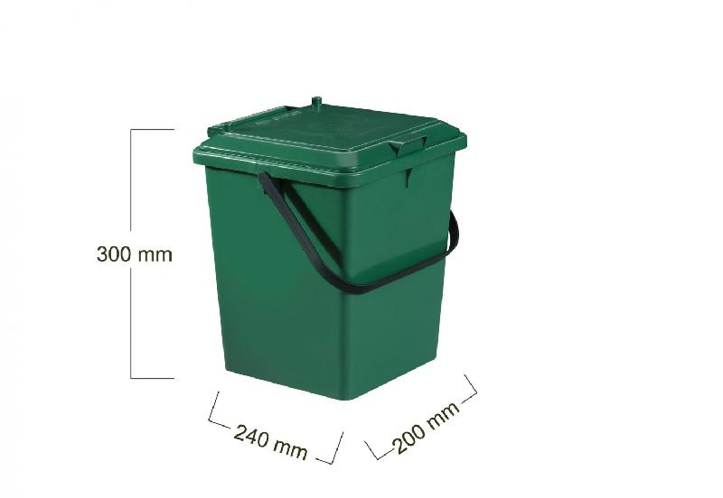 Seau monobloc GARANTIA 640010 - vert sapin 8L - anse en polyéthylène et couvercle sur charnière_1