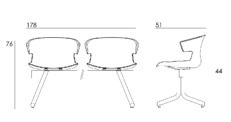 Sieges sur poutre avec tablette cove - OFFISIT. - vert, 2 places + 1 tablette_2