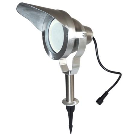 65370 - Projecteur LED puissant sur piquet 10W 800lm en aluminium brossé avec casquette amovible_1