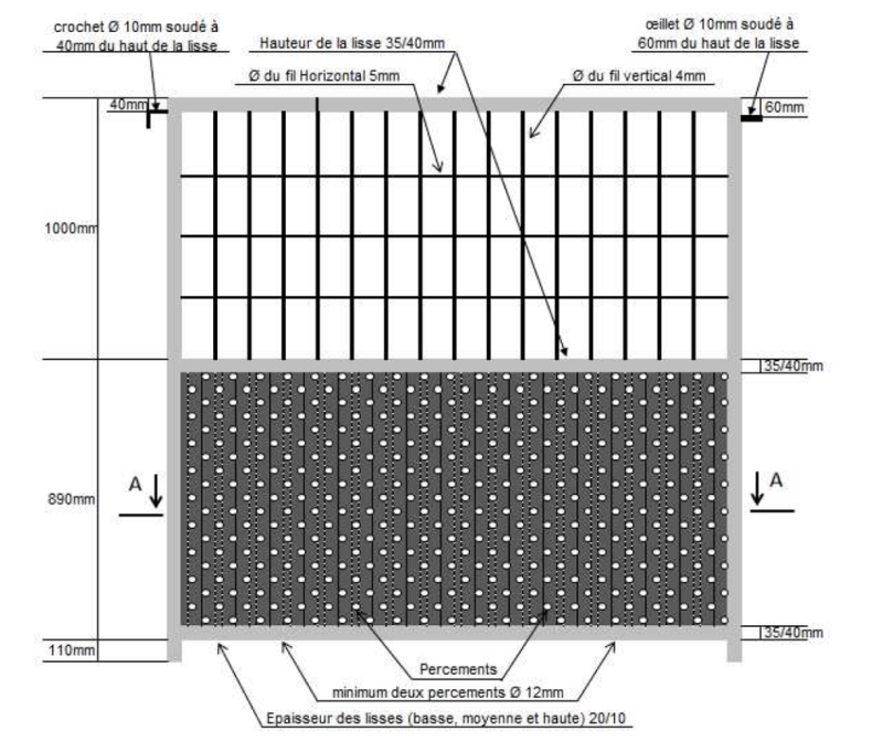 Barrière de chantier couleur foncé, marron/grise - Hauteur 1m ou 2ml - Bvp2_1