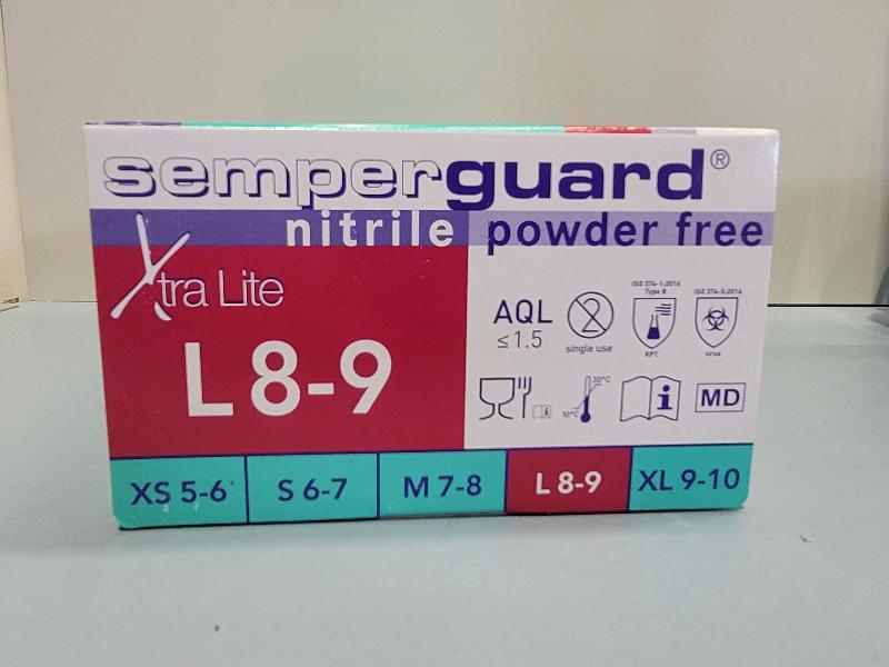 Boite de 200 Gants taille L 8-9 nitrile Semperguard Xtra Lite_1