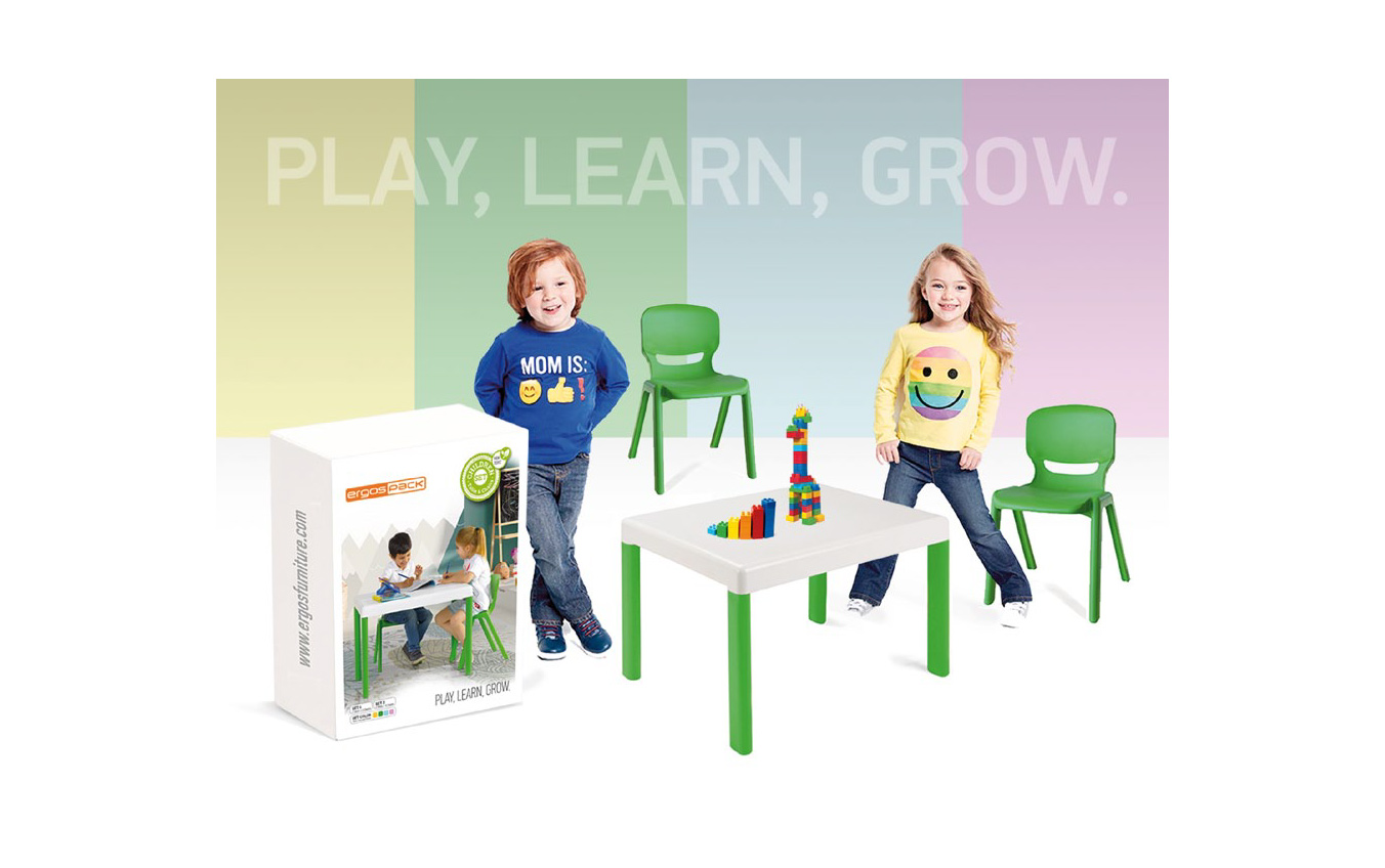 Pack ERGOS 2 mobilier enfants composé de 4 chaises et 1 table - Réf ERGK2 - BIOLAB_1