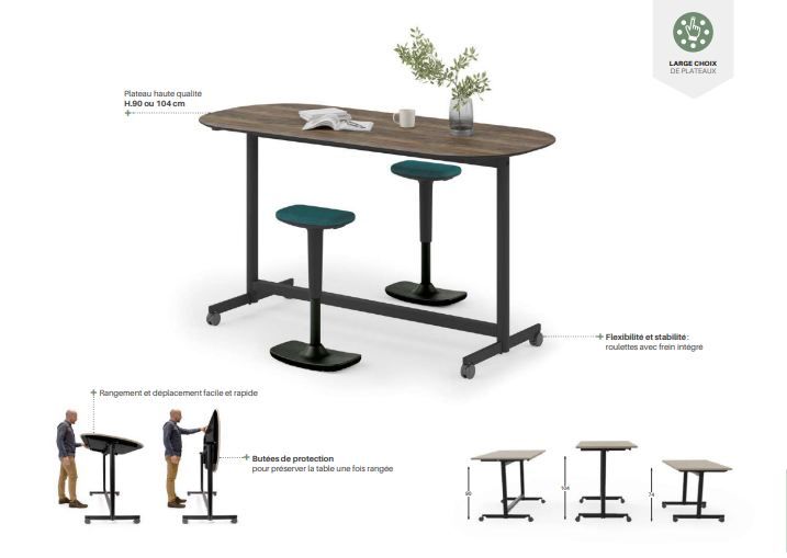 Table haute rabattable - Gamme EVOLVE Haute - Moderne et élégante avec piètement métallique robuste_1