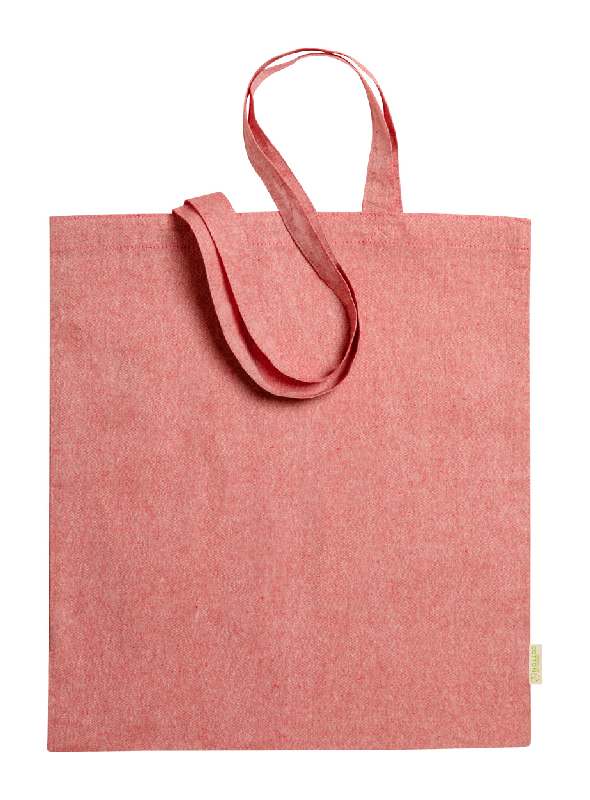 Tote bag - sac publicitaire en coton recyclé - 120 g/m² - couleur rouge - anses longues_1