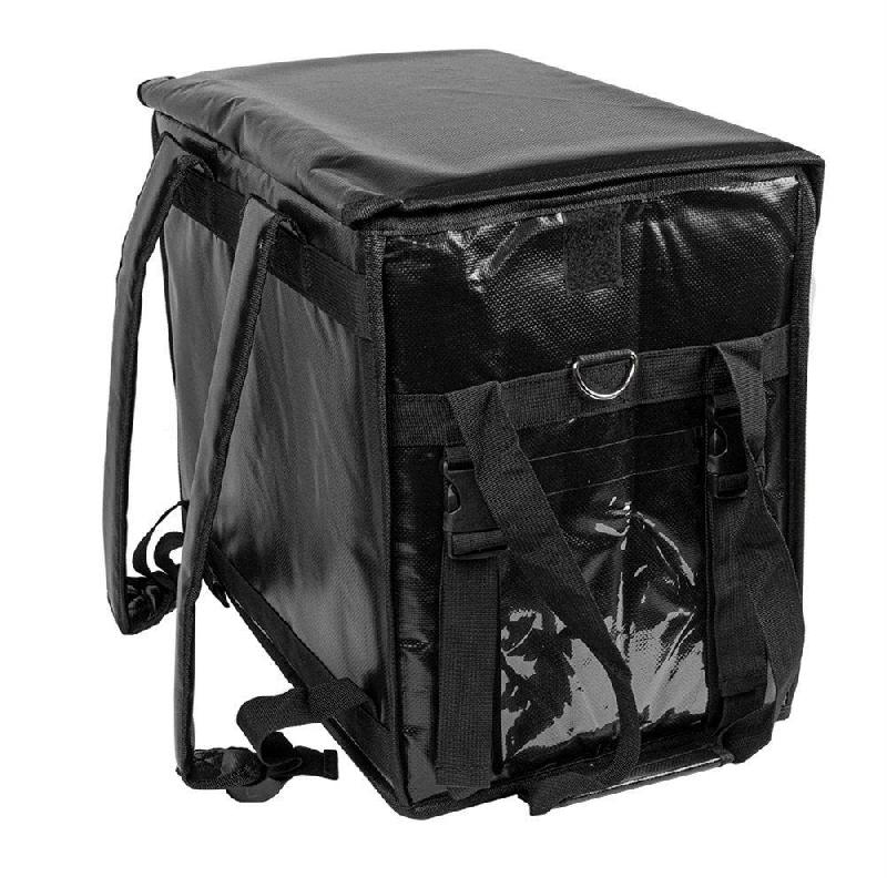 Valise de transport repas avec anses en vinyl noir 44x37x29cm_1