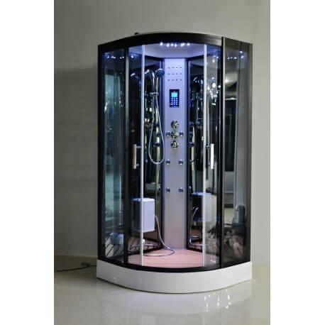 Cabine de douche hammam Lutèce® - 80x80 cm - Panneau digital, hydromassage, LED, Bluetooth et USB_1