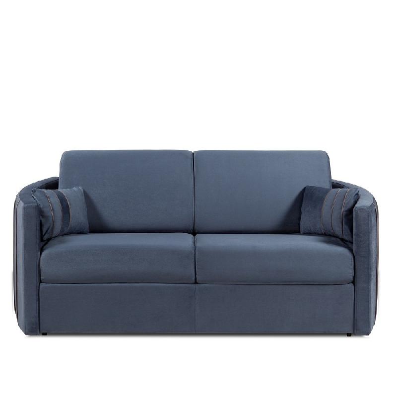 Canapé lit express Capri - Convertible 2-3 places - Couchage 120x197 cm - Matelas 16 cm - Accoudoirs stylisés - Velours bleu nuit - Fabrication italienne_1
