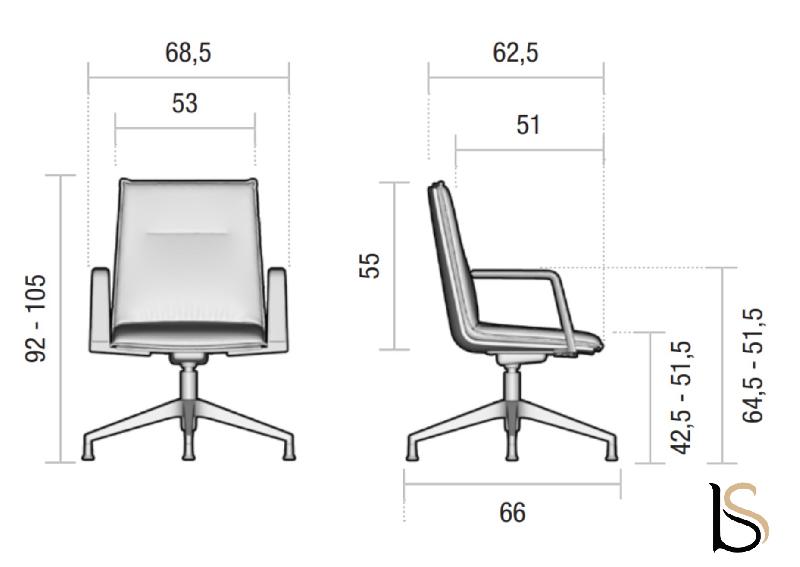 Fauteuil de réunion Atos - Mobel Linea - cuir gris_1