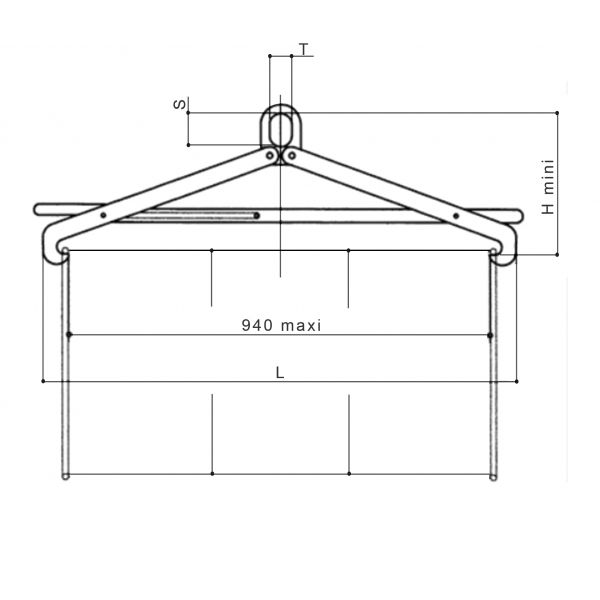 Pince de levage horizontal pour fûts en acier standards - Modèle AG_PFH - CMU 550 kg - Hauteur max 920 mm_1