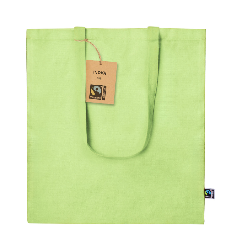 Sac shopping coloré en coton équitable Fairtrade - 180 g/m² - anses longues - vert citron_1