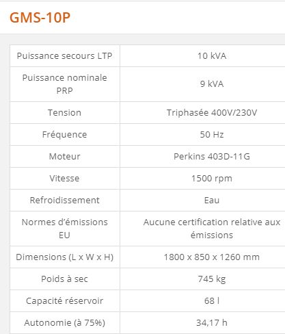 Groupe électrogène industriel GMS-10P - Generac - 10 kVA - Série GMS Standard avec options disponibles_1