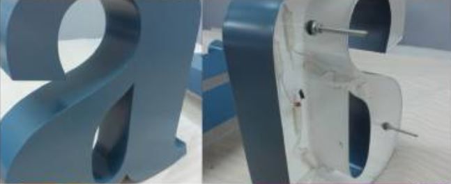 Lettrage 3D pleines ou creuses TEZ laquées peinture epoxy - Relief 10 à 60 mm - Fixation incluse_1