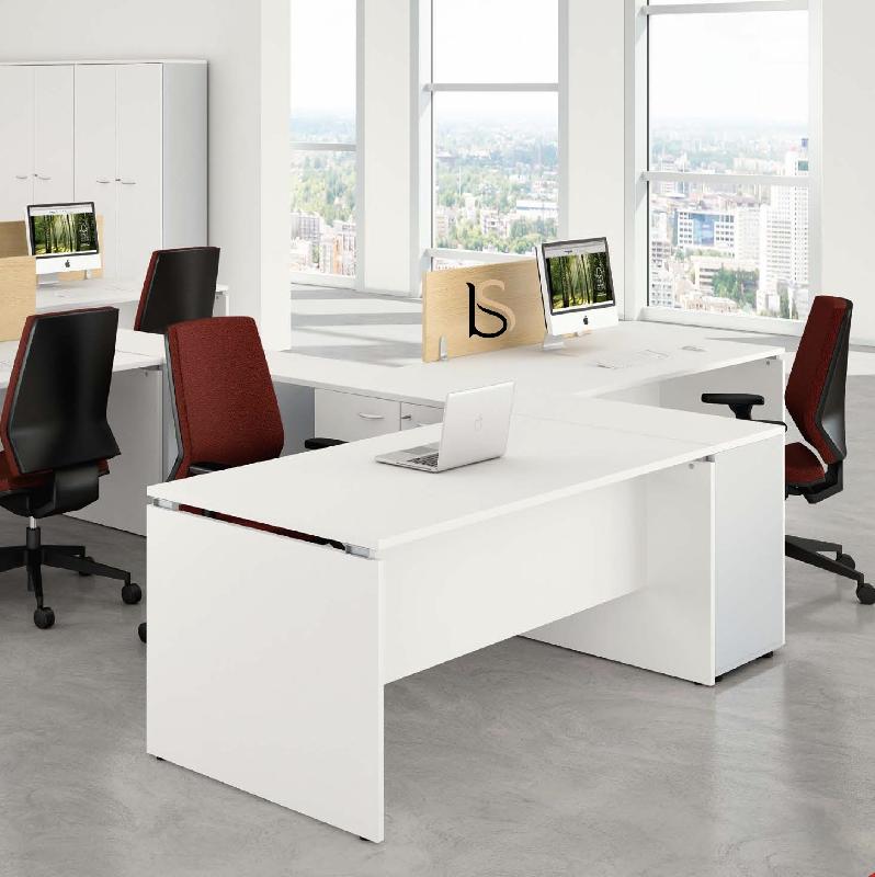 Bureau rectangulaire pieds bois Practika P4 - Quadrifoglio - 120, Blanc_1