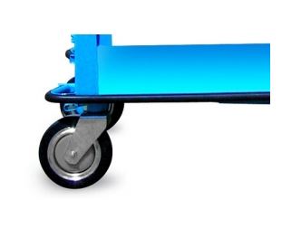 Chariot monobloc 4 tablettes en tôle d'acier emboutie - 500 kg - Roulettes caoutchouc pivotantes avec frein_1