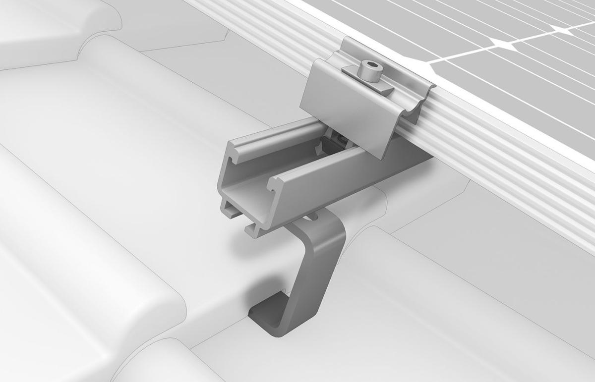 Étrier intermédiaire 32-42mm noir K2 Systems - Aluminium EN AW 6063 T66 - Compatible toits inclinés et plats_1