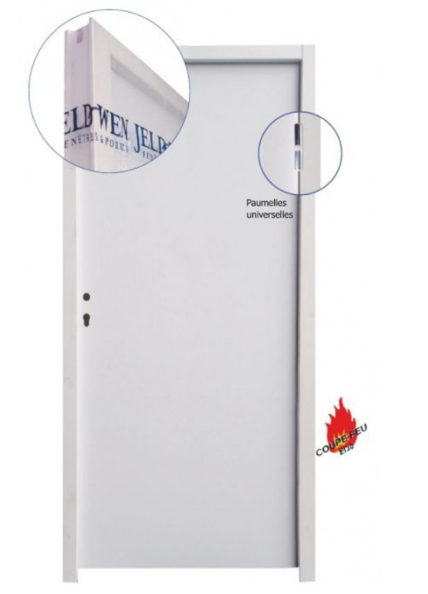 Porte coupe-feu 30 mn - Bloc de porte EI 30 simple vantail 2040 x 630 droite - huisserie résineux section 72x54_1