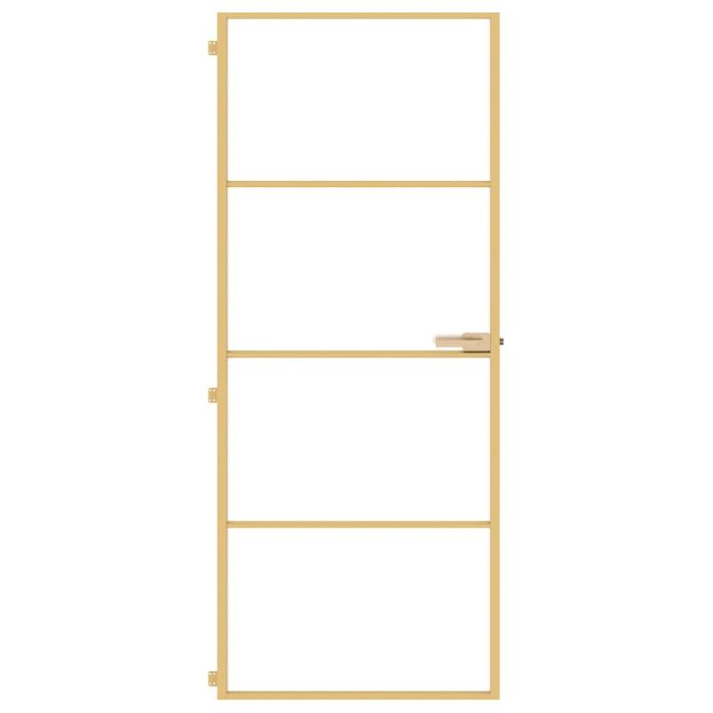 Vidaxl porte intérieure mince doré 83x201,5 cm verre trempé aluminium 155137_1