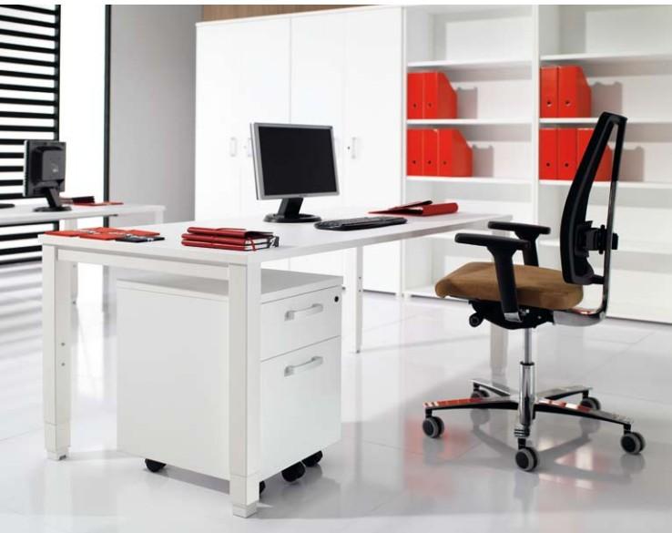 Bureau individuel Tempo réglable en hauteur. - 180, Blanc, Blanc_0