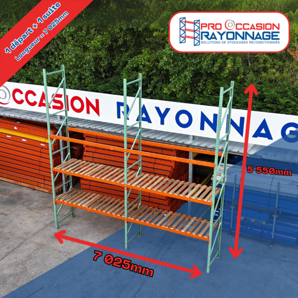Lot de rayonnage - Hauteur 5 500mm, Longueur 7 025mm, Profondeur 1 000mm - Manulab_1