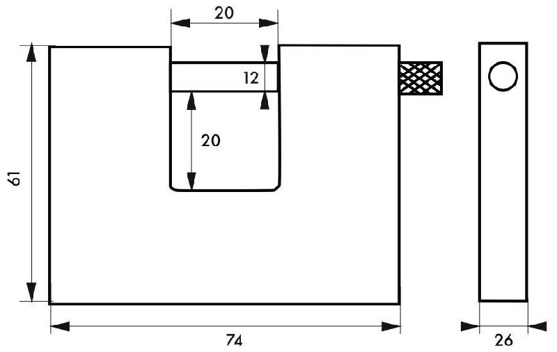 Cadenas à clé blindé Land 60 mm - Corps acier monobloc, blindage cémenté, haute sûreté chantier_1
