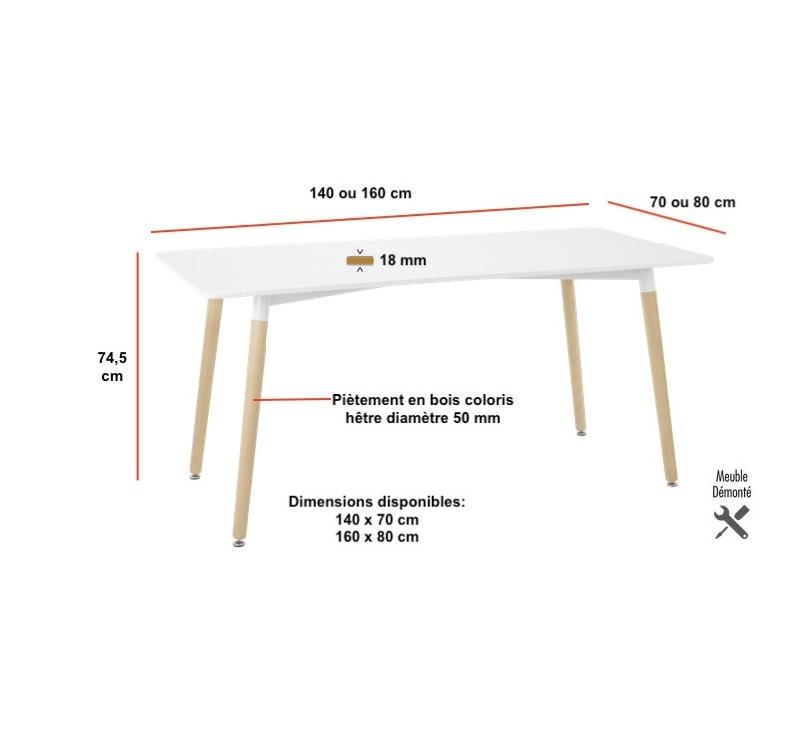 Table rectangulaire blanche casare - 140 x 70 cm_1