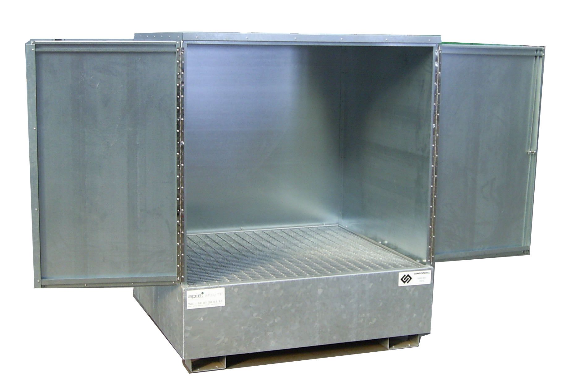 Armoire de stockage en acier galvanisé avec bac de rétention pour 4 fûts de 220 L - EP04TF_1