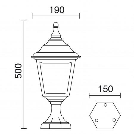 Borne classique extérieure Clic-Clac 4 - IP44 - E27 - blanc style rustique - verre transparent - hauteur 43 cm_1