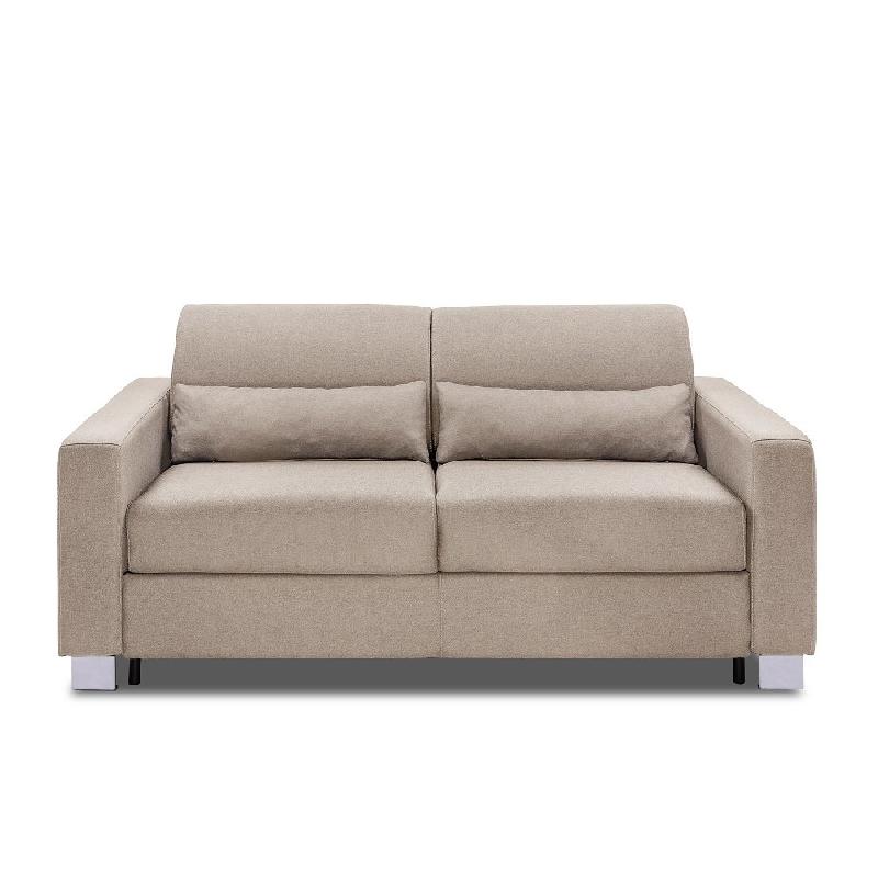 Canapé 3 places DOMUS V2 convertible express - sommier à lattes 140 cm - matelas 17 cm tweed beige_1