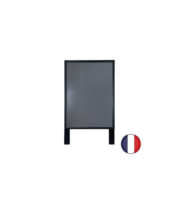 Chevalet stop trottoir bois noir avec porte affiche alu format A1 - Dimensions 106 x 62 cm - Référence : LSTFA1N_1