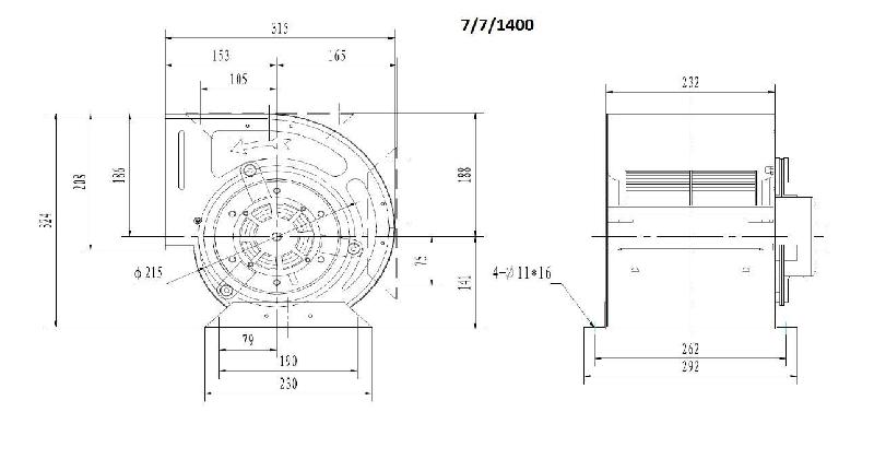 Ventilateur 7/7/1400 - largeur 230 mm - profondeur 311 mm - hauteur 323 mm - référence 7225.0045_1