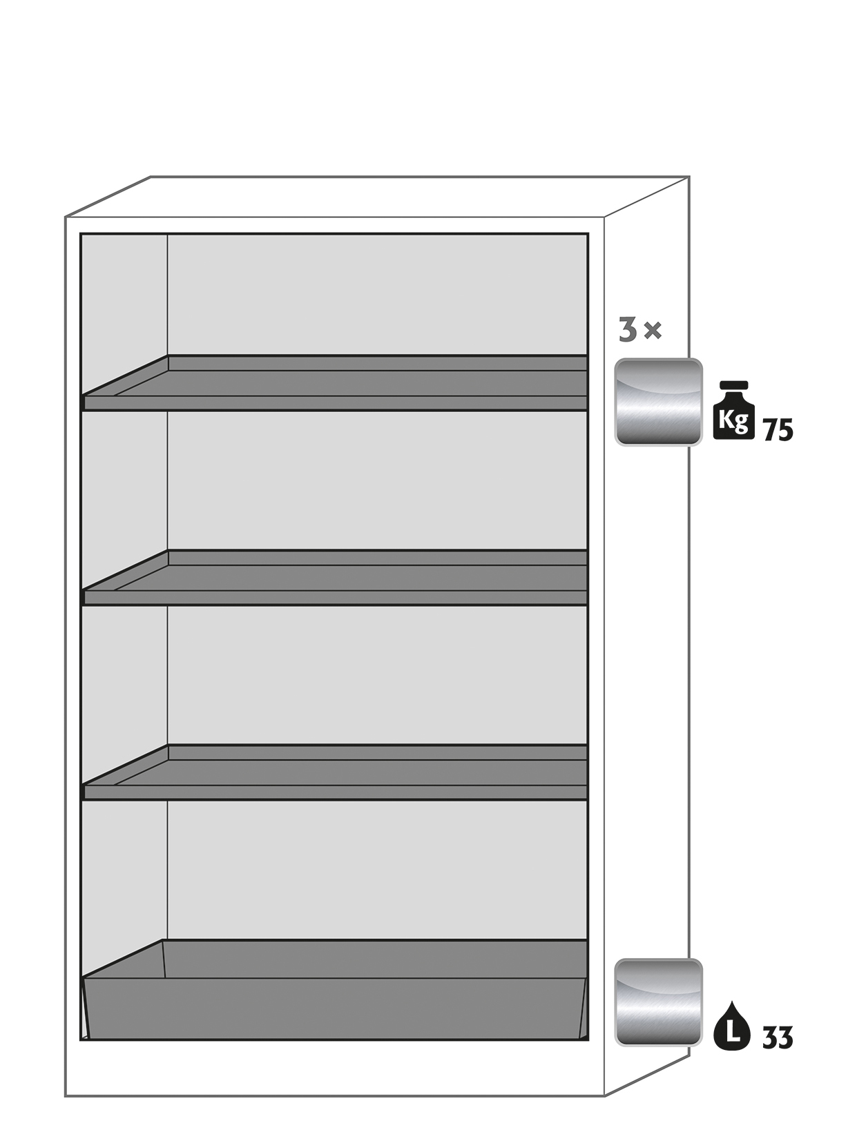 Armoire de sécurité Q-PEGASUS-90 modèle Q90.195.120.WDAC - Réf 30002-047-33644 - Type 90 avec portes battantes et résistance au feu selon NF EN 14470-1_1
