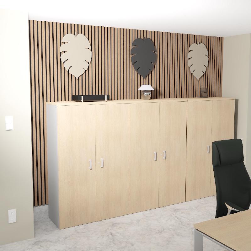 Armoire moyenne avec portes en bois - Mobel Linea - 100, Chêne_1