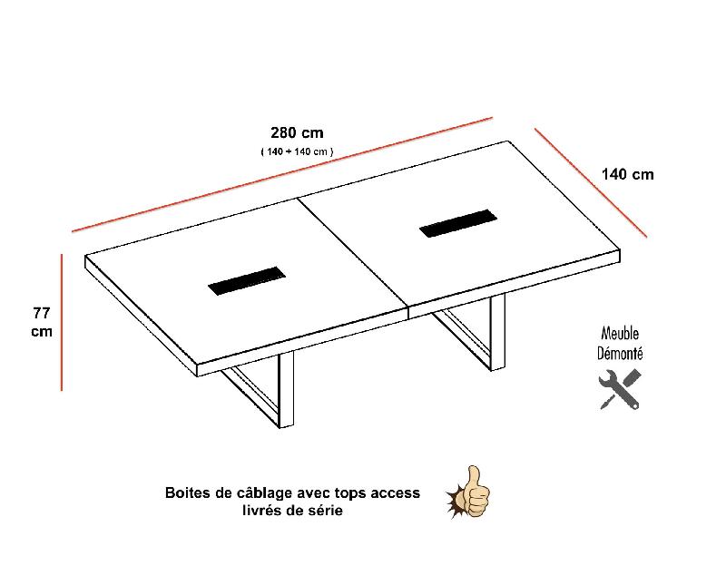 Table de conférence T45 - Quadrifoglio - 8 à 10 personnes - Pieds métal. - Anthracite, 280_1