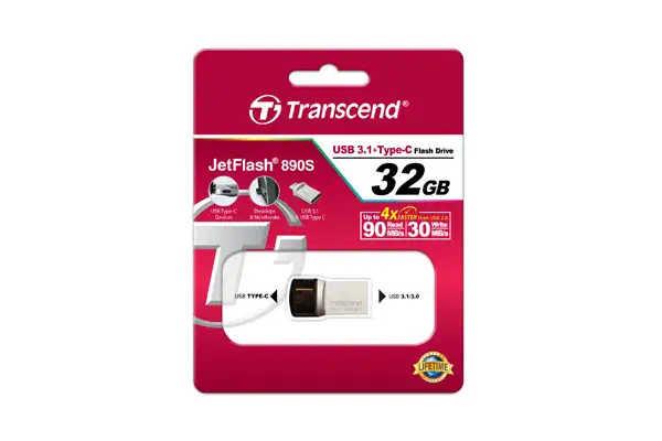 Transcend JetFlash 890 32GB lecteur USB flash 32 Go USB Type-A / USB Type-C 3.2 Gen 1 (3.1 Gen 1) No_1