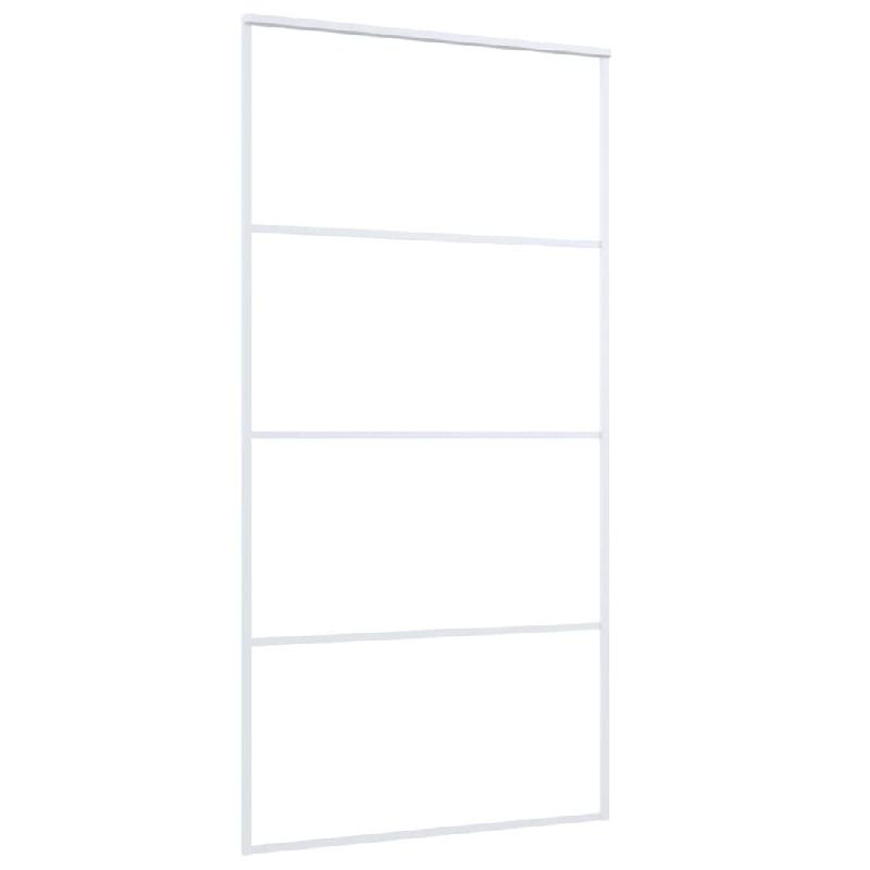 Vidaxl porte coulissante verre esg et aluminium 102,5x205 cm blanc 151664_1